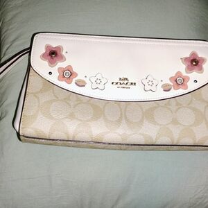 Coach F73376 Slim Envelope Wallet in Signature Canvas with Floral Applique